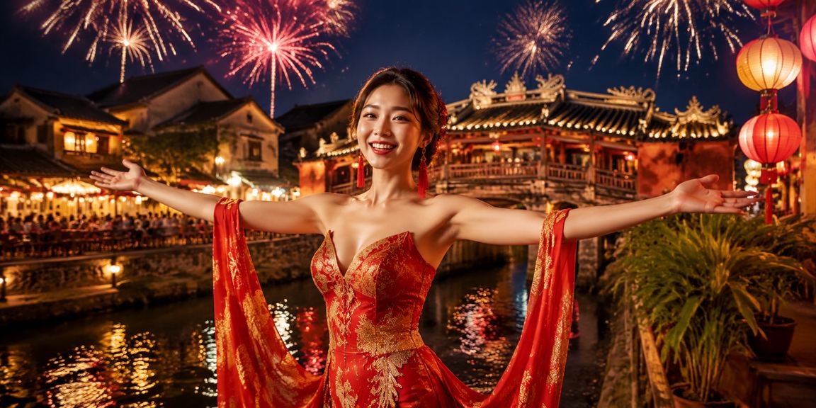 Khách chơi và hỗ trợ trực tiếp tại chợ đêm Hội An