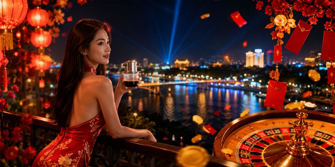 Người chơi thưởng thức cà phê và chơi roulette trực tuyến tại Huế